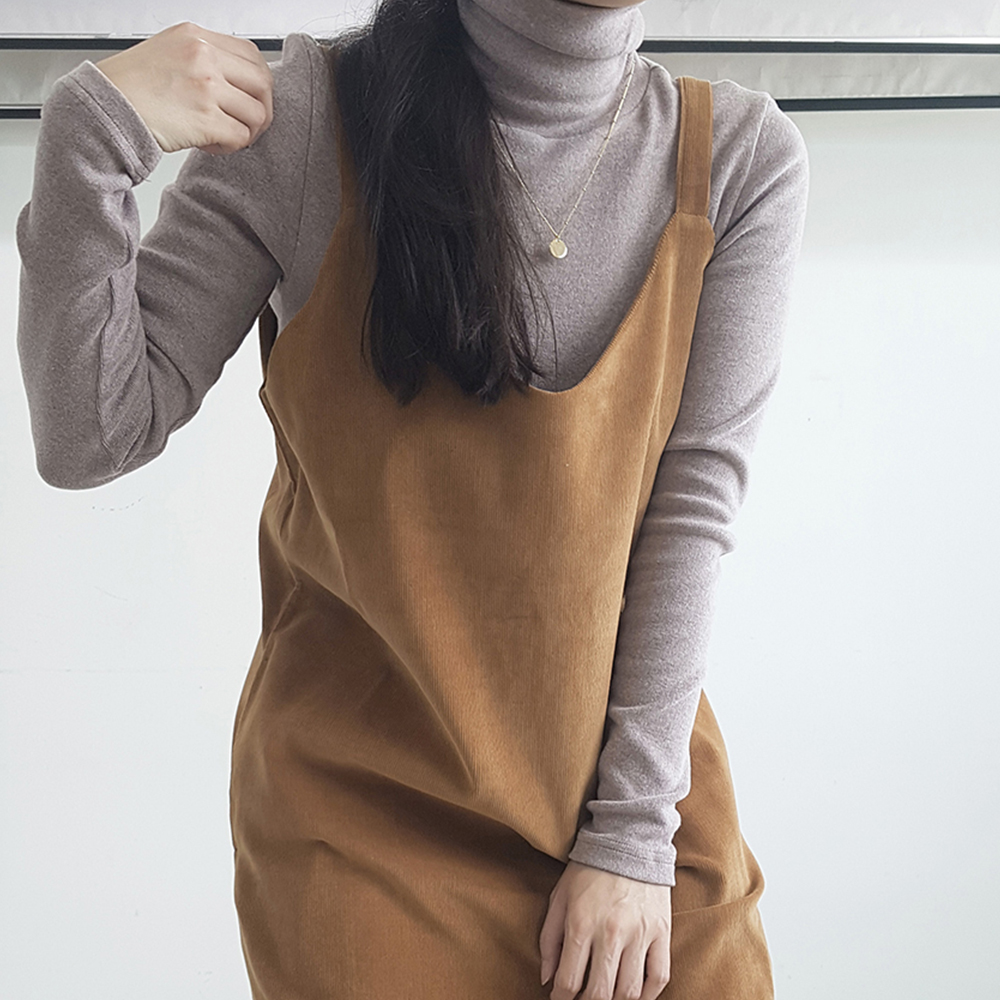 겨울내내 피치기모 면 여성 목 폴라티 여자 목티 이너 터틀넥 - 상세 이미지 2