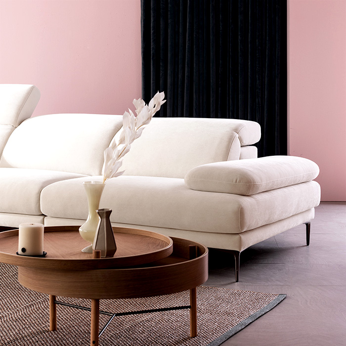 [에싸] 에블린 4인 헤드기능 리브 패브릭 소파+스툴