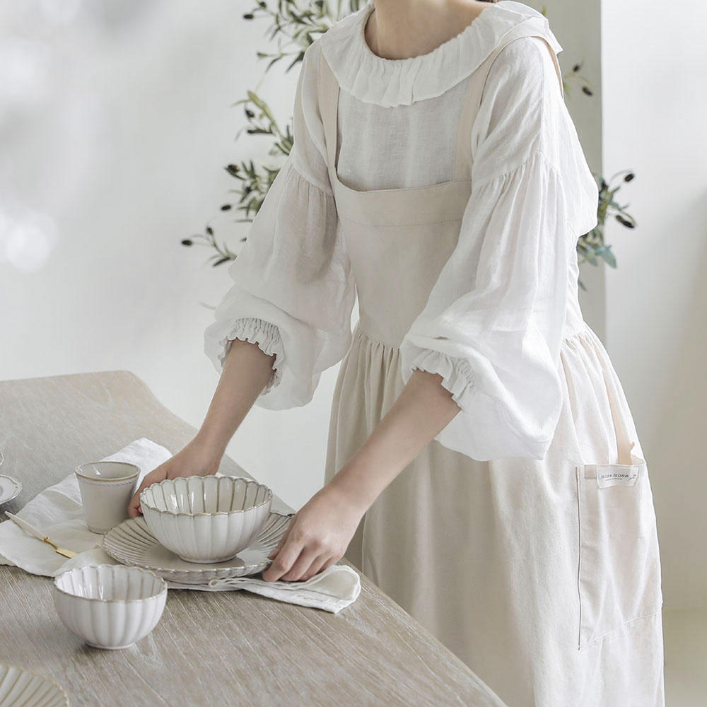 마리 방수 워싱 코튼 루즈핏 카페 공방 꽃집 플로리스트 어린이집 원피스 롱 앞치마 2컬러