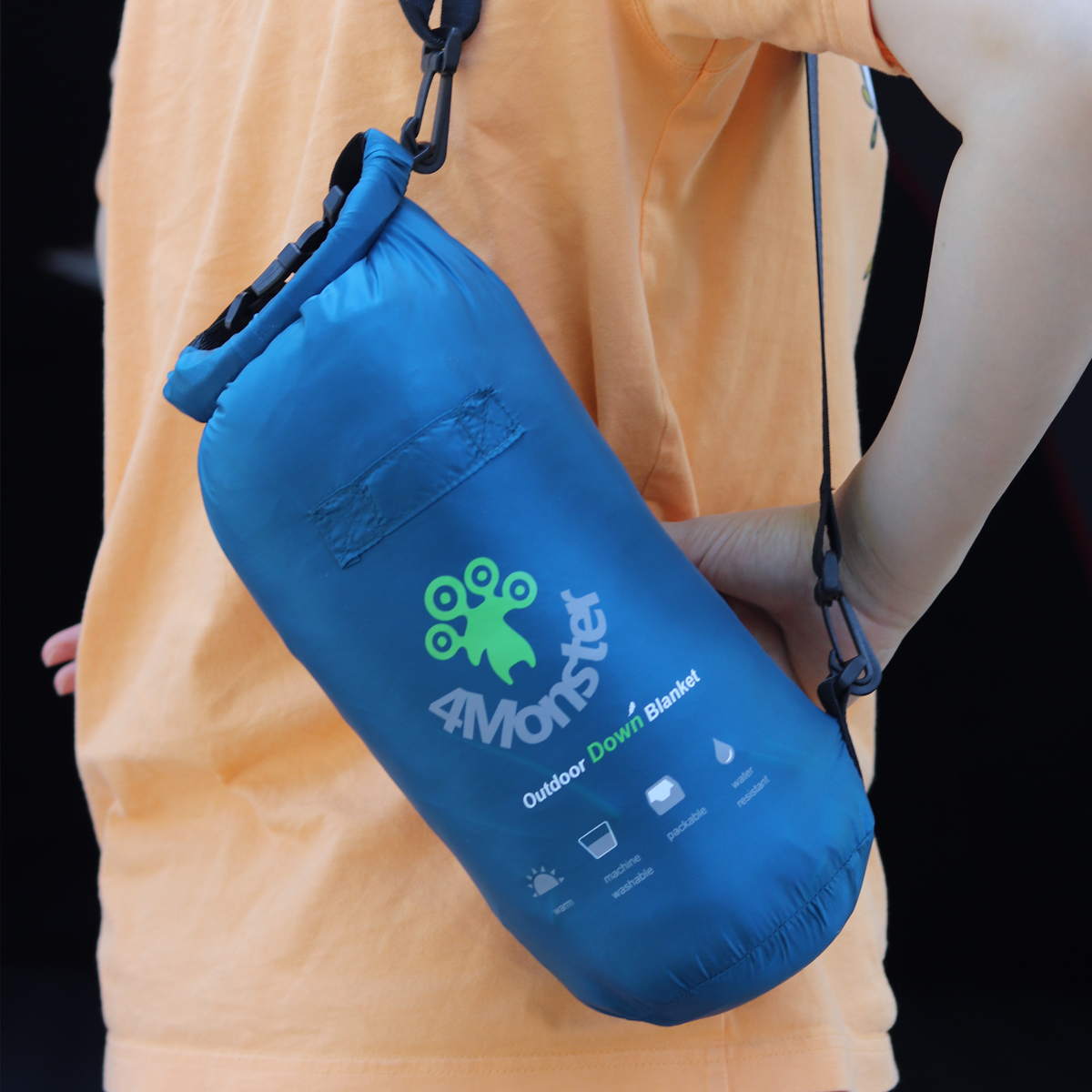 덕다운 캠핑 차박 초경량 패딩담요 사계절 다용도 블랭킷 침낭 이불 대용 피콕블루