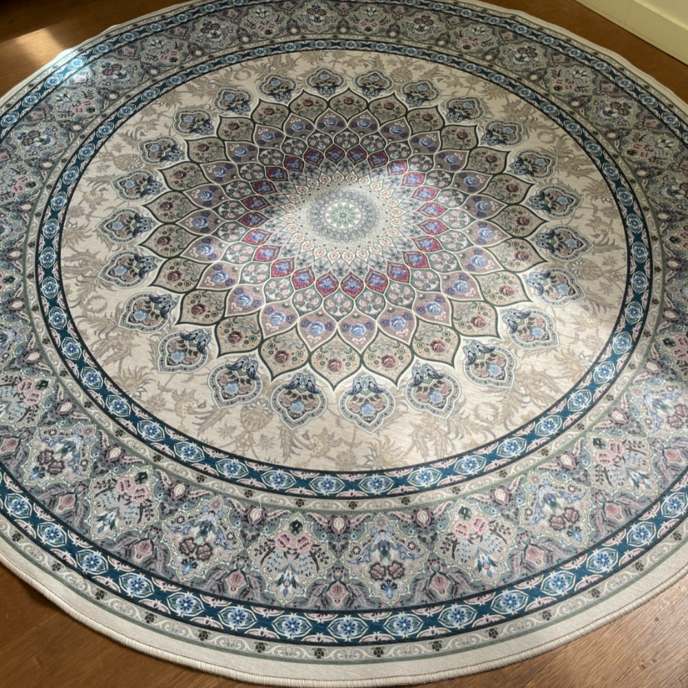 원형 페르시안 러그 엔틱 빈티지 거실 가을 카페트 식탁 면 사계절 패턴 먼지없는 매트