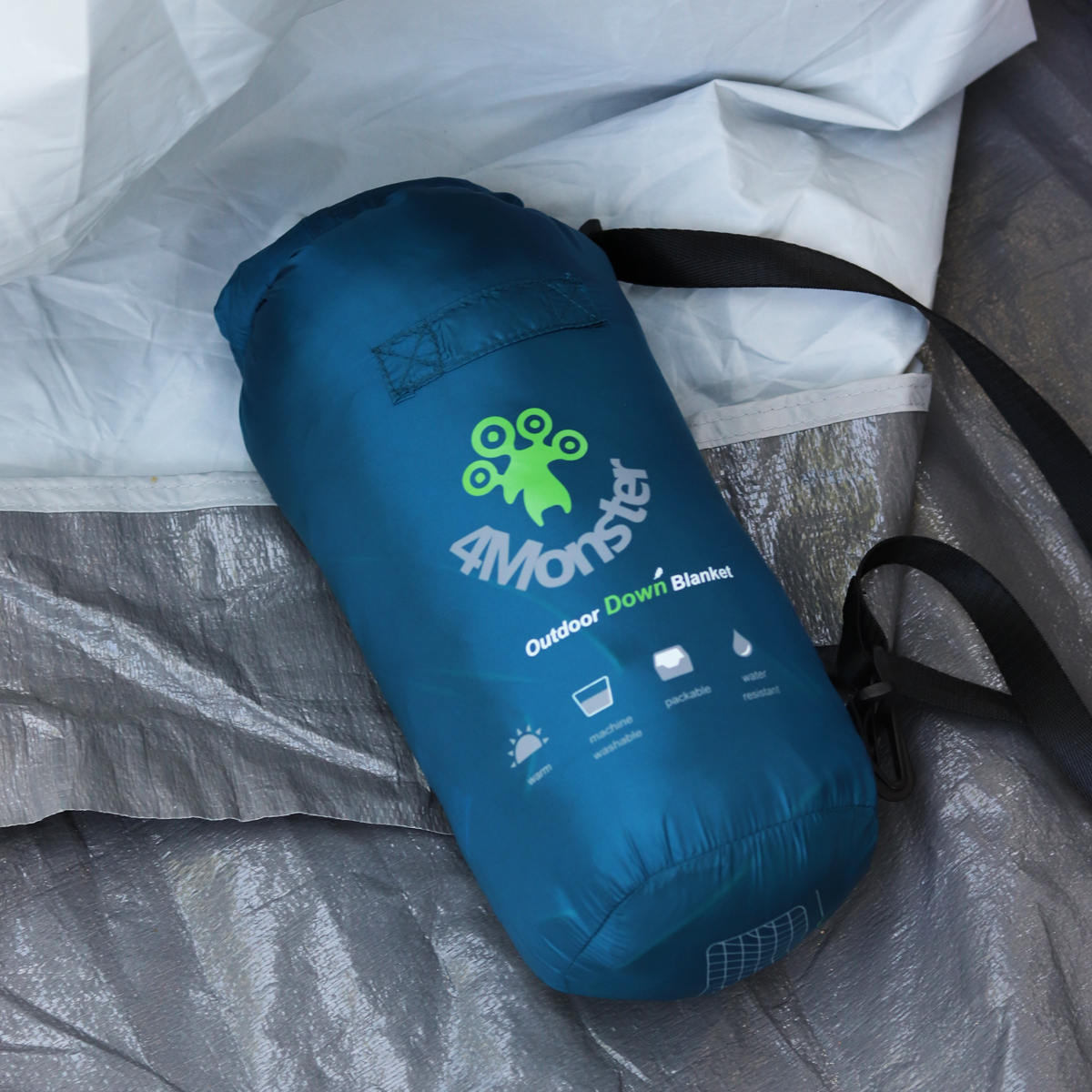 덕다운 캠핑 차박 초경량 패딩담요 사계절 다용도 블랭킷 침낭 이불 대용 피콕블루