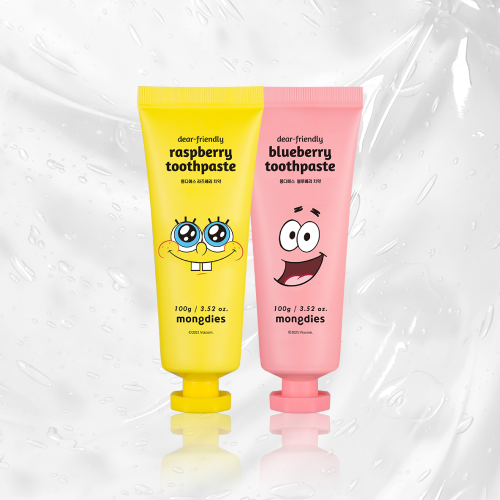 [1+1] [치약을 뱉는 아기용] 몽디에스 저불소 블루베리 베이비 어린이 키즈 치약 100g 모음