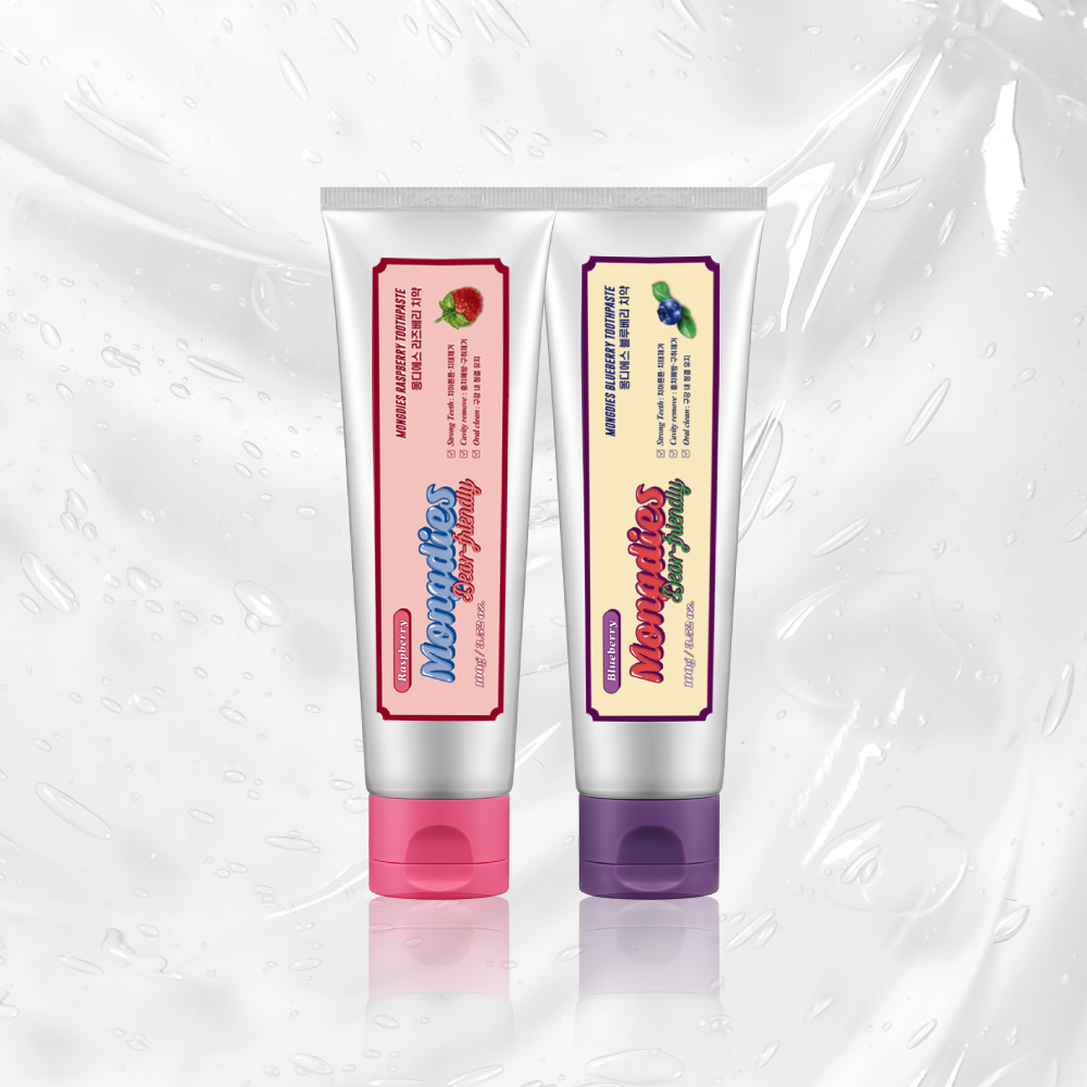 [1+1] [치약을 뱉는 아기용] 몽디에스 저불소 블루베리 베이비 어린이 키즈 치약 100g 모음