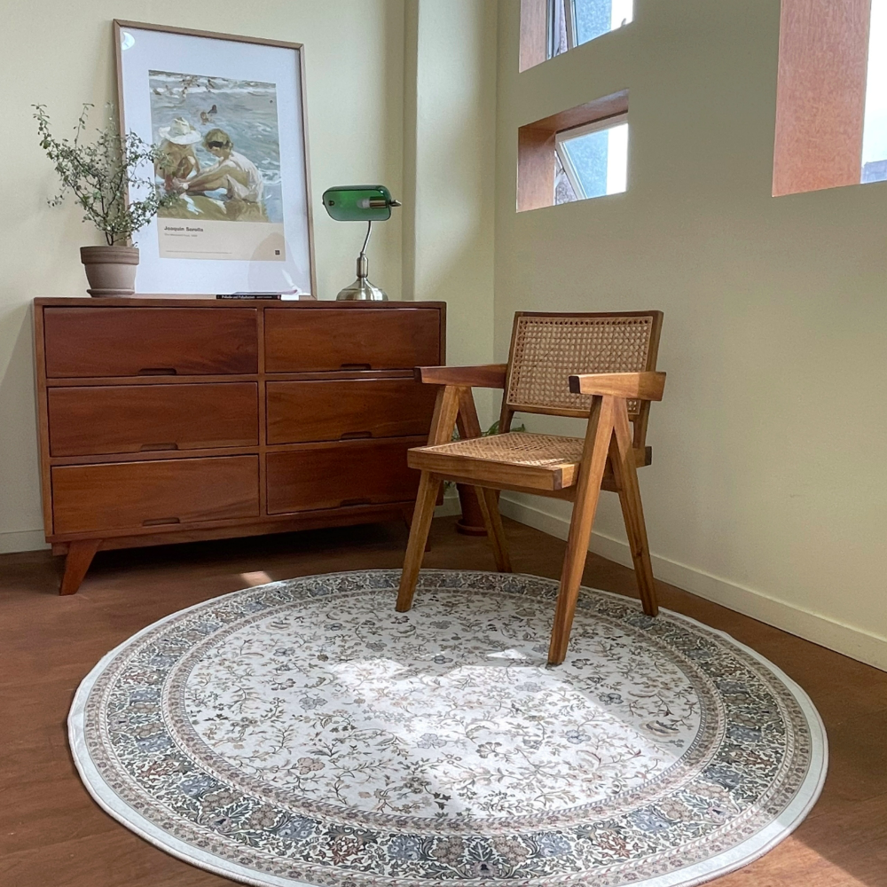 원형 페르시안 러그 엔틱 빈티지 거실 가을 카페트 식탁 면 사계절 패턴 먼지없는 매트