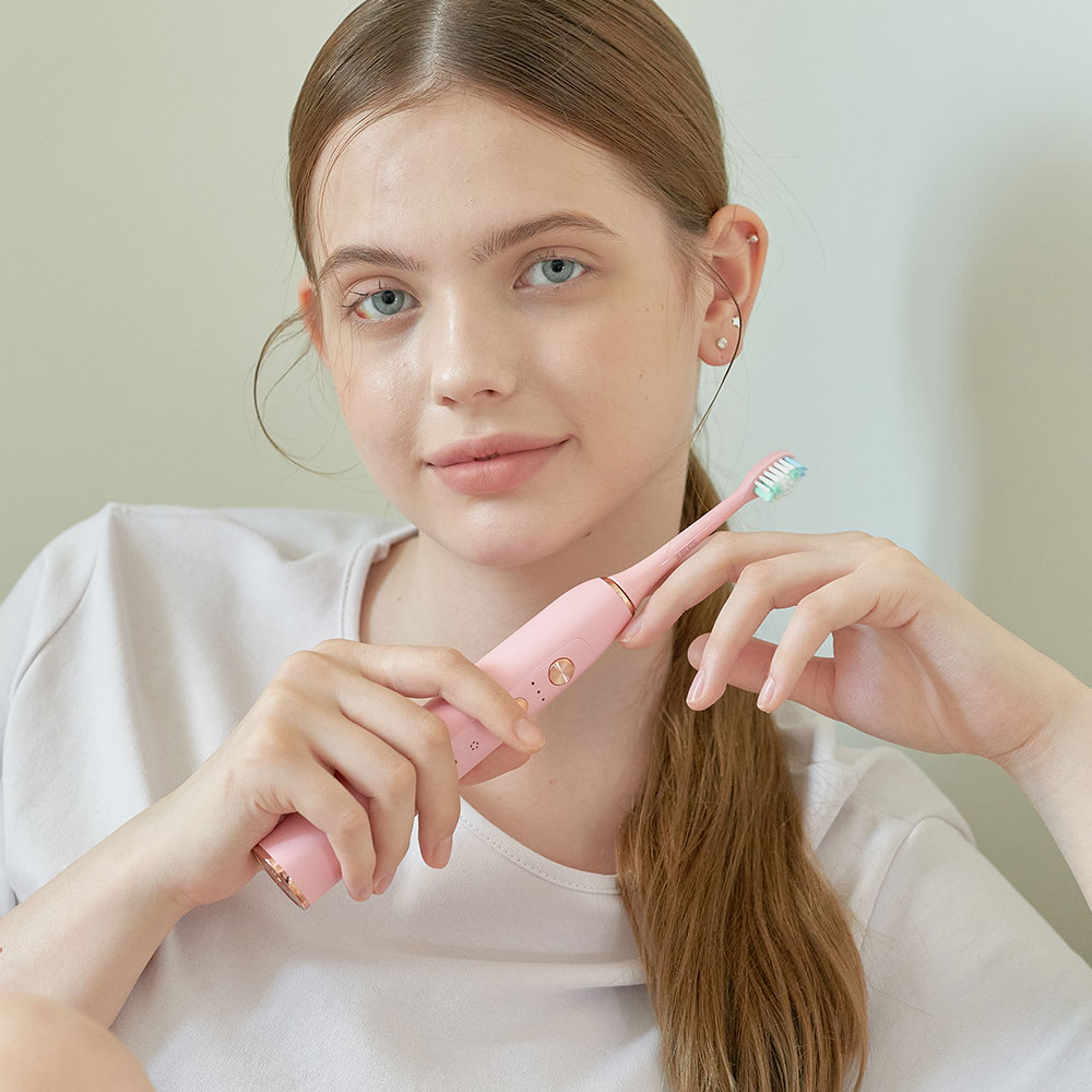 식스비 음파 전동 칫솔 듀얼케어_화이트