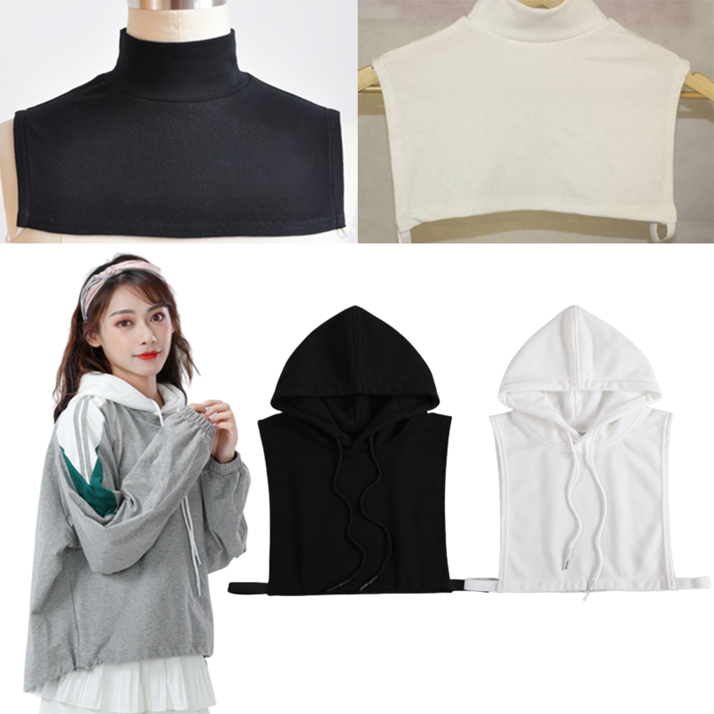 페이크 후드 목폴라 목티 목만 있는 폴라 공갈 훼이크 면 모자 터틀넥 레이어드 넥워머 - 상품 이미지