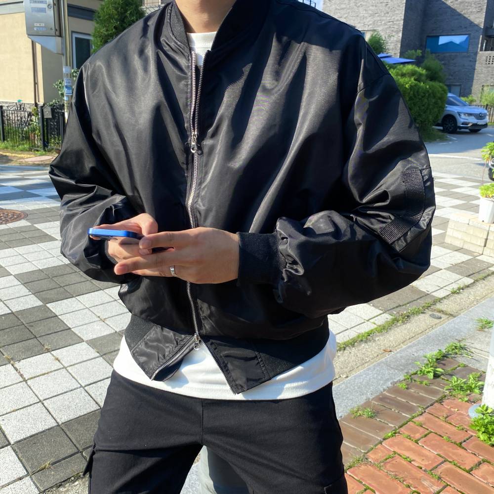 오버핏 크롭 항공점퍼 공항점퍼 블루종 이미지 3