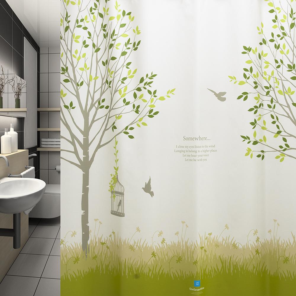 원세븐나인 패브릭 샤워커튼 숲속에서 M