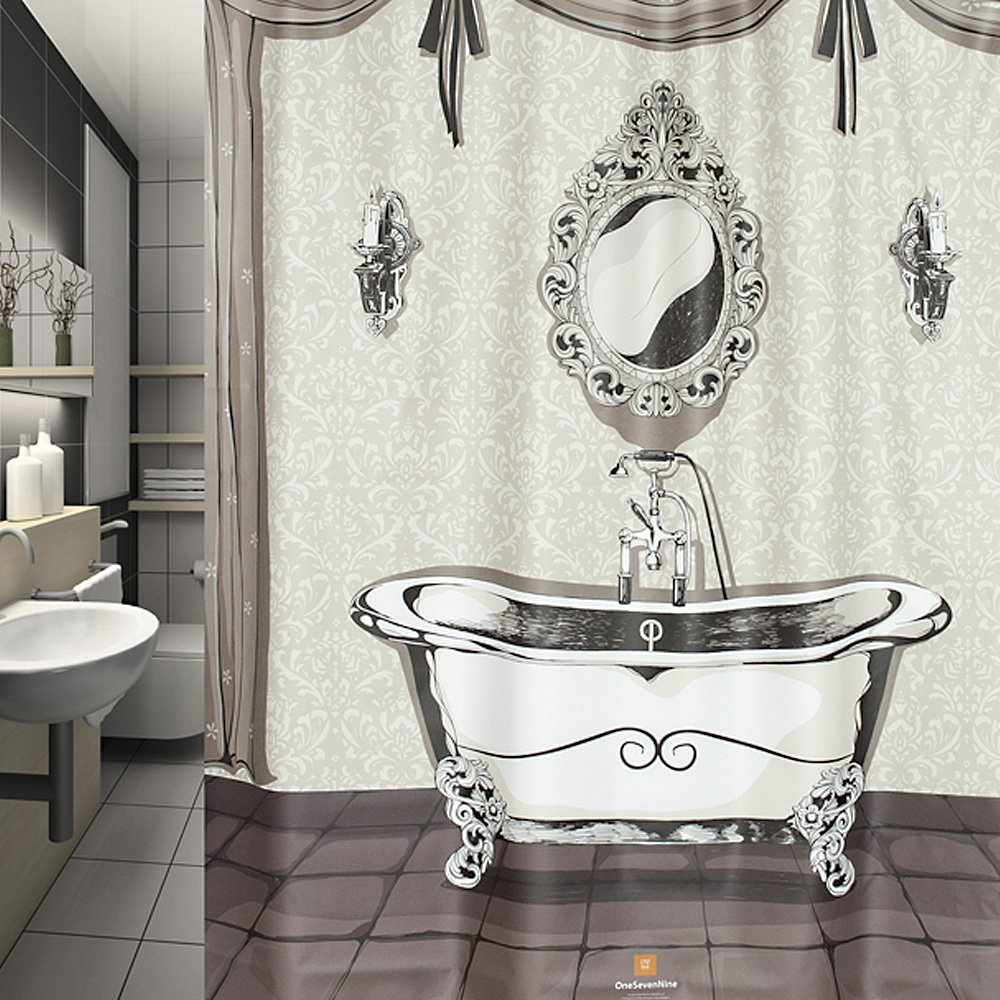 원세븐나인 패브릭 샤워커튼 로코코 배스 M