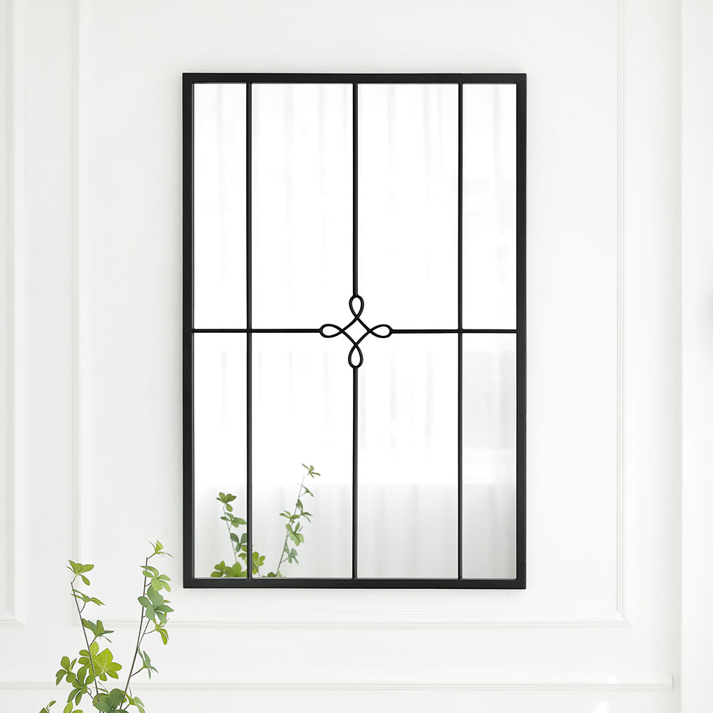 누아르2 블랙 창문 장식 프레임 감성 인테리어 사각 벽거울 거울 화장실 거실 화장대 벽걸이