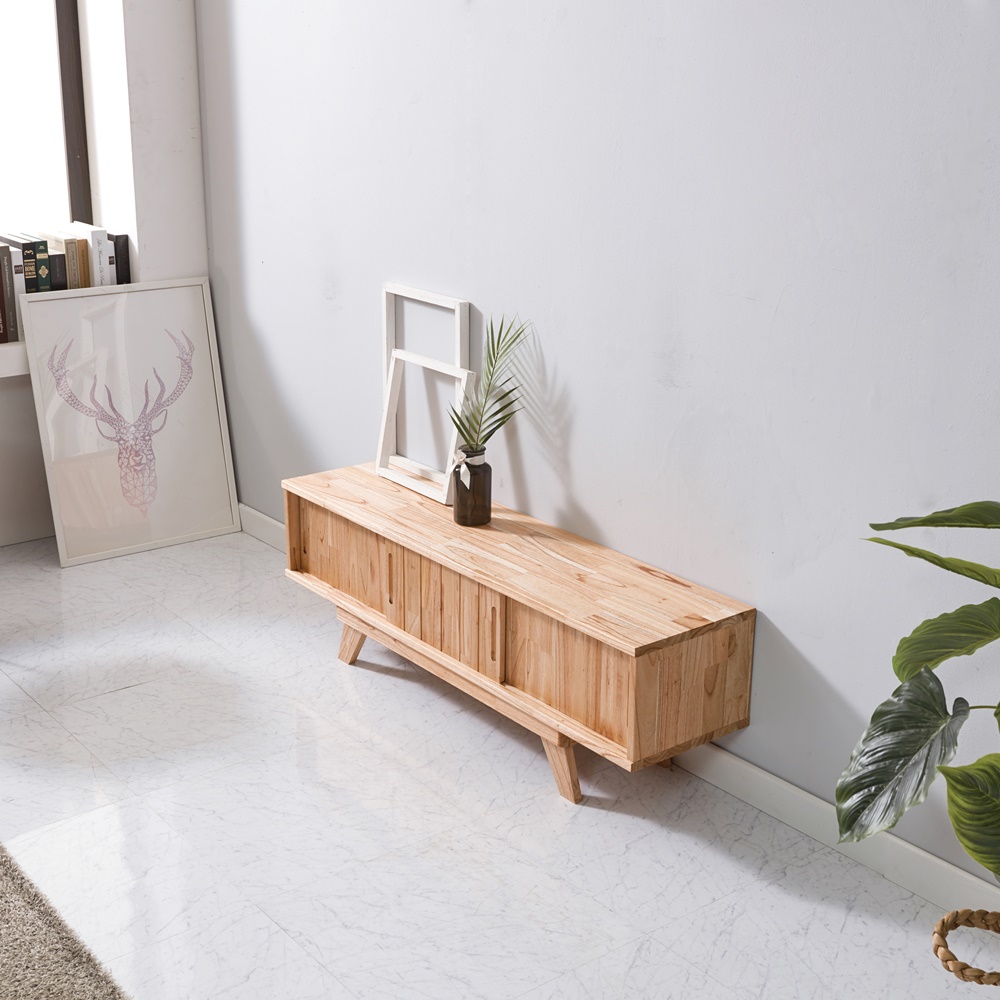 포레 안방티비장 북유럽 원목 거실장 낮은 tv장식장 1200