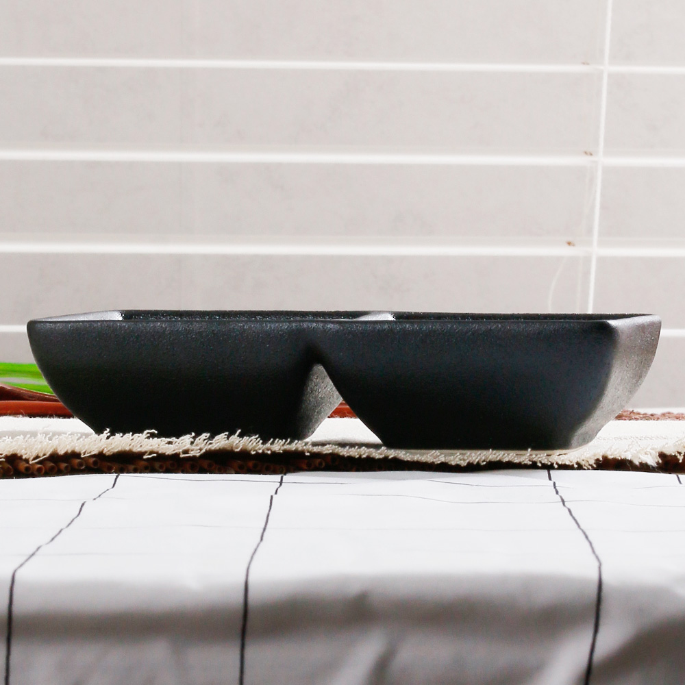로제블랙 접시 요리 초밥 생선 돈까스 카레 긴 케이크 디저트 그릇 14.5cm, 종지2구 - 상세 이미지 2