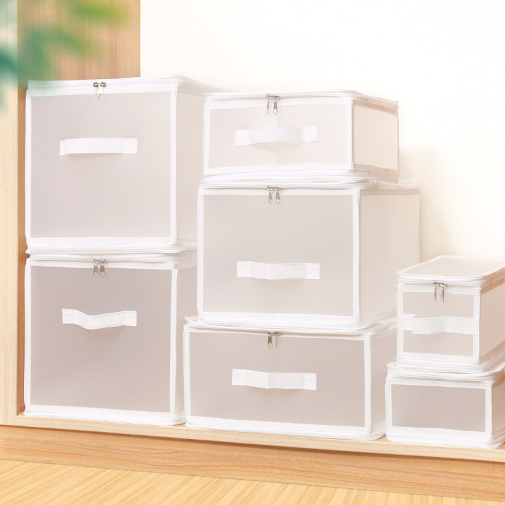 옷 이불 의류 정리함 보관함 접이식 투명 틈새 패브릭 수납 리빙박스 6.7L