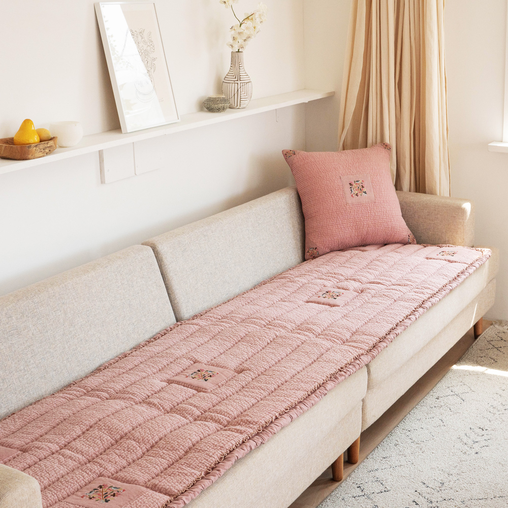 마벨로제 엘런 자수 사계절 3인 쇼파패드 미끄럼방지소파매트