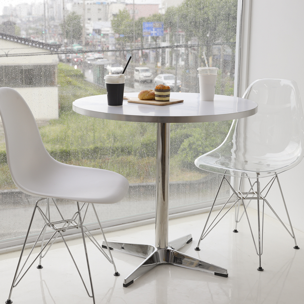 크로버 600 화이트 원형 미드센츄리 모던 디자인 2인용 식탁 테이블