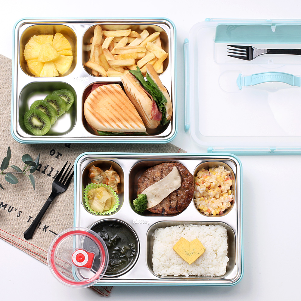 27종 스텐 런치박스 5칸 칸막이 식판 나눔 도시락 직장인 도시락통 - 상세 이미지 3