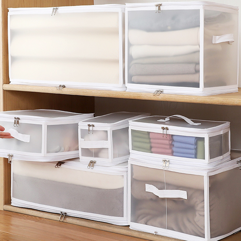 옷 이불 의류 정리함 보관함 접이식 투명 틈새 패브릭 수납 리빙박스 6.7L
