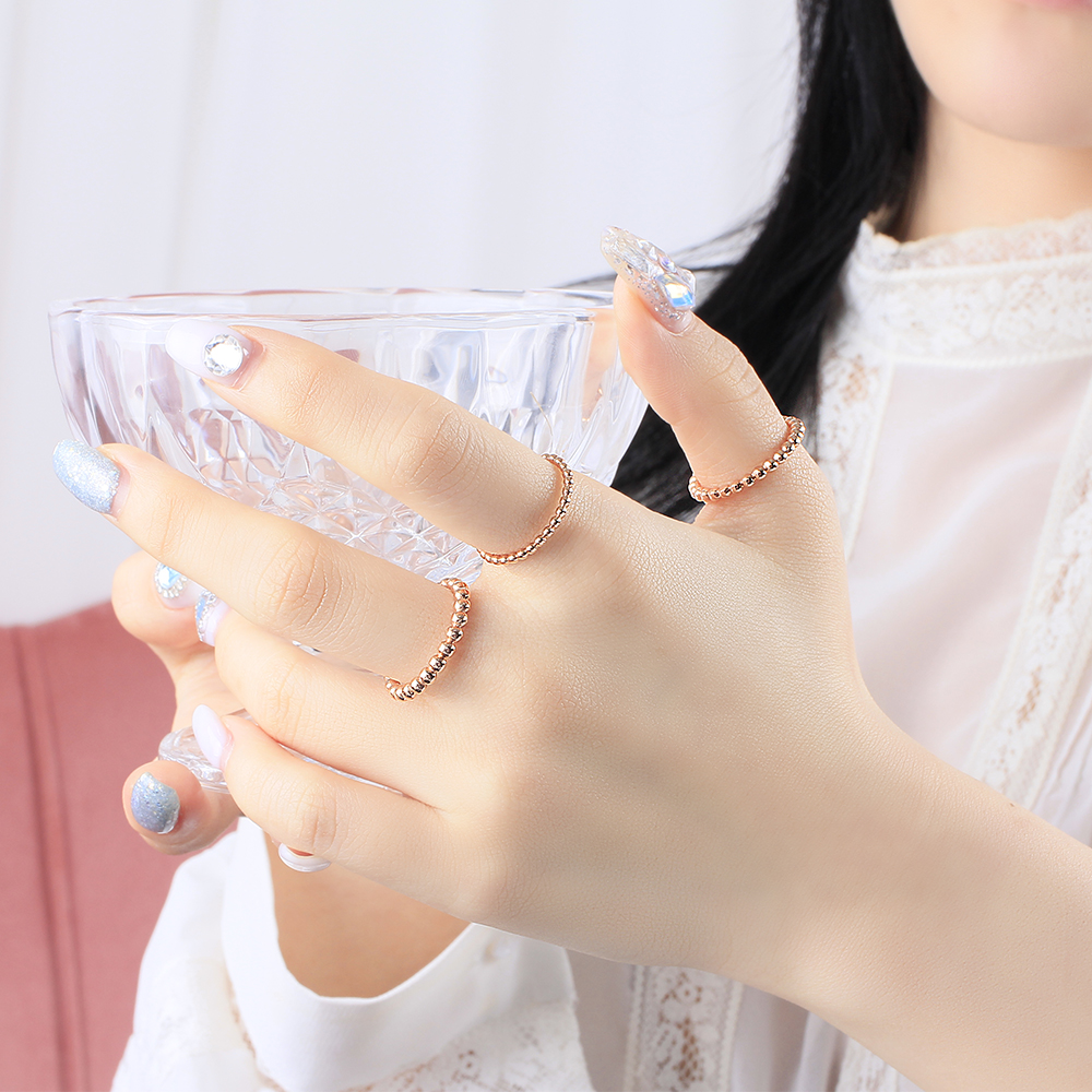 18K 레이어드 볼 이터니티 소 반지 데일리 애끼 패션 실 미스 우정 링 - 상세 이미지 3