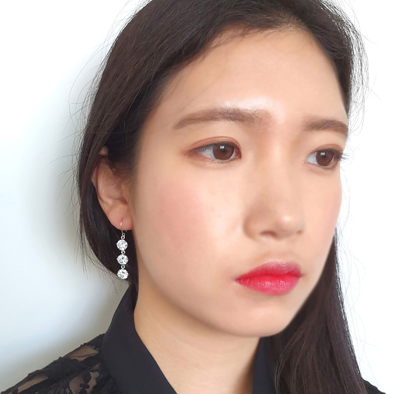 야랑쥬얼리 925 실버 3단 큐빅 드롭 이어링 - 상세 이미지 5