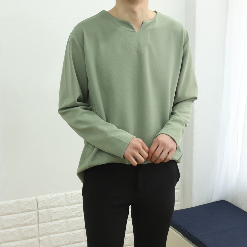 남자티셔츠 빅사이즈 오버핏 브이넥 빅사이즈 남자긴팔티 이미지 2
