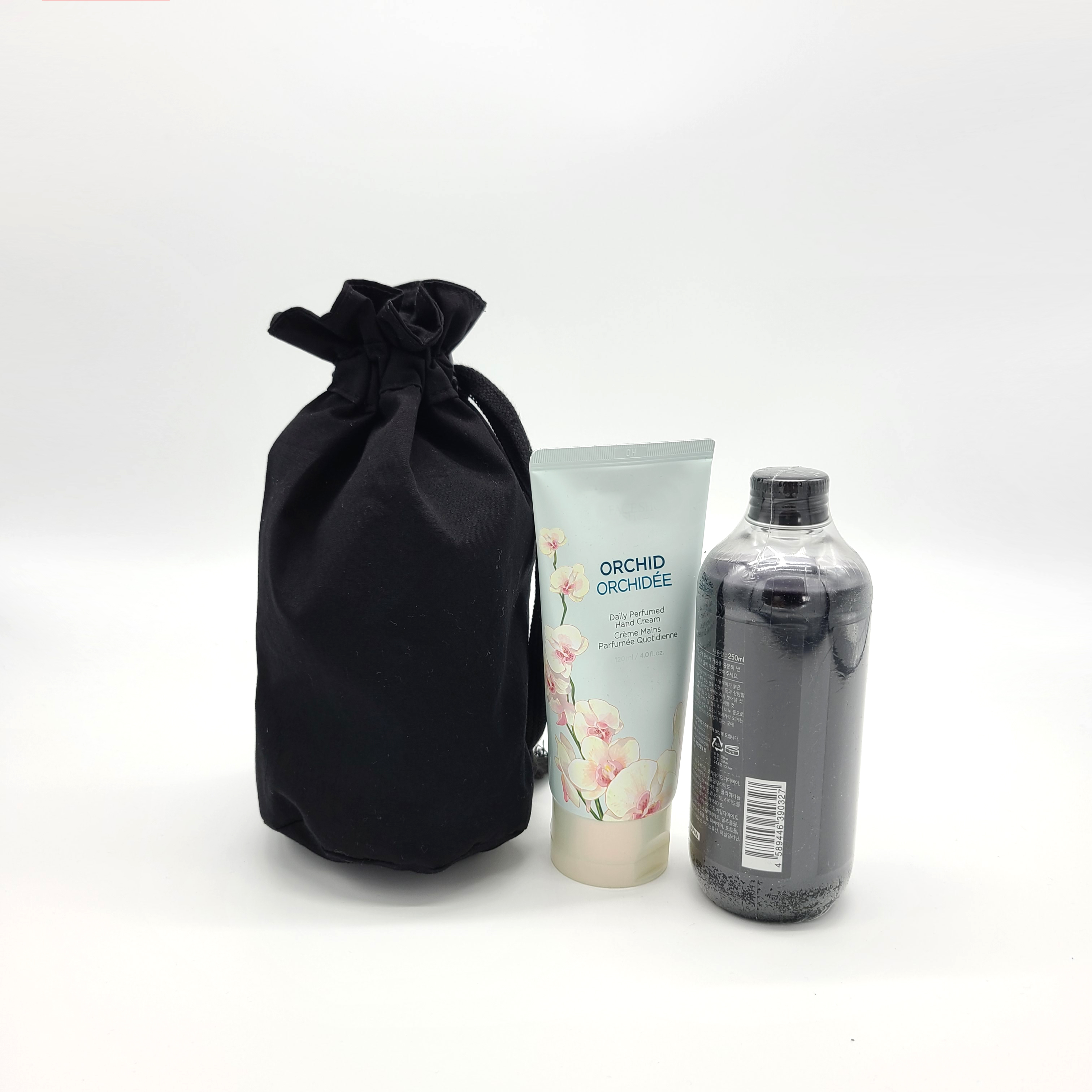 고급수제 블랙 원통파우치 면더스트백 복조리파우치 스트링주머니 조리개파우치 - 상세 이미지 5