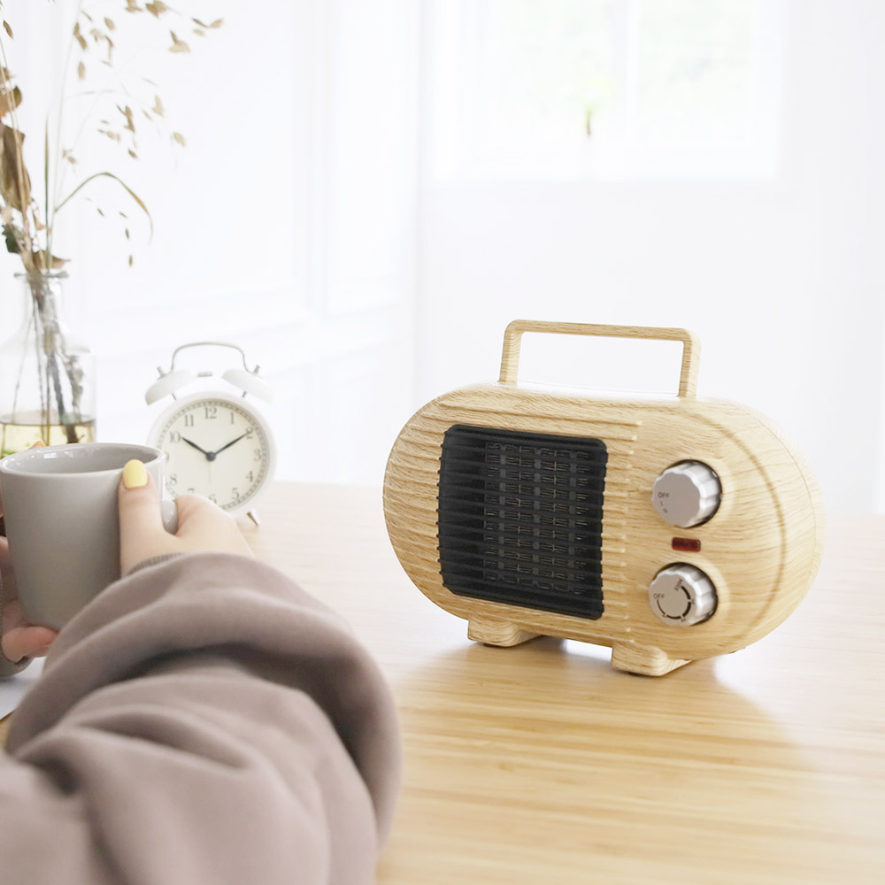 툴콘 PTC 미니 팬히터 감성우드칼라 온풍기 캠핑장 레트로 히터 MCP-800D