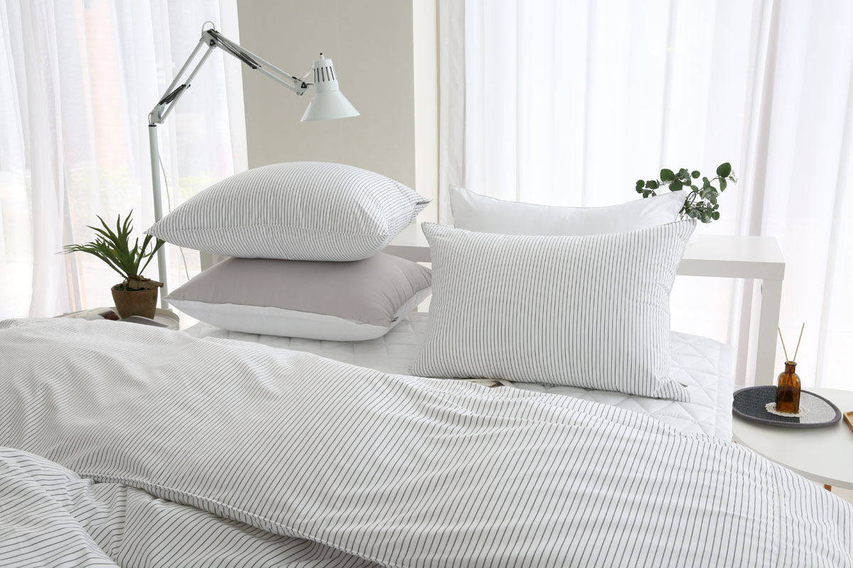 모달이불세트 알러지케어 호텔침구 스트라이프 사계절 신혼 침구세트 Q