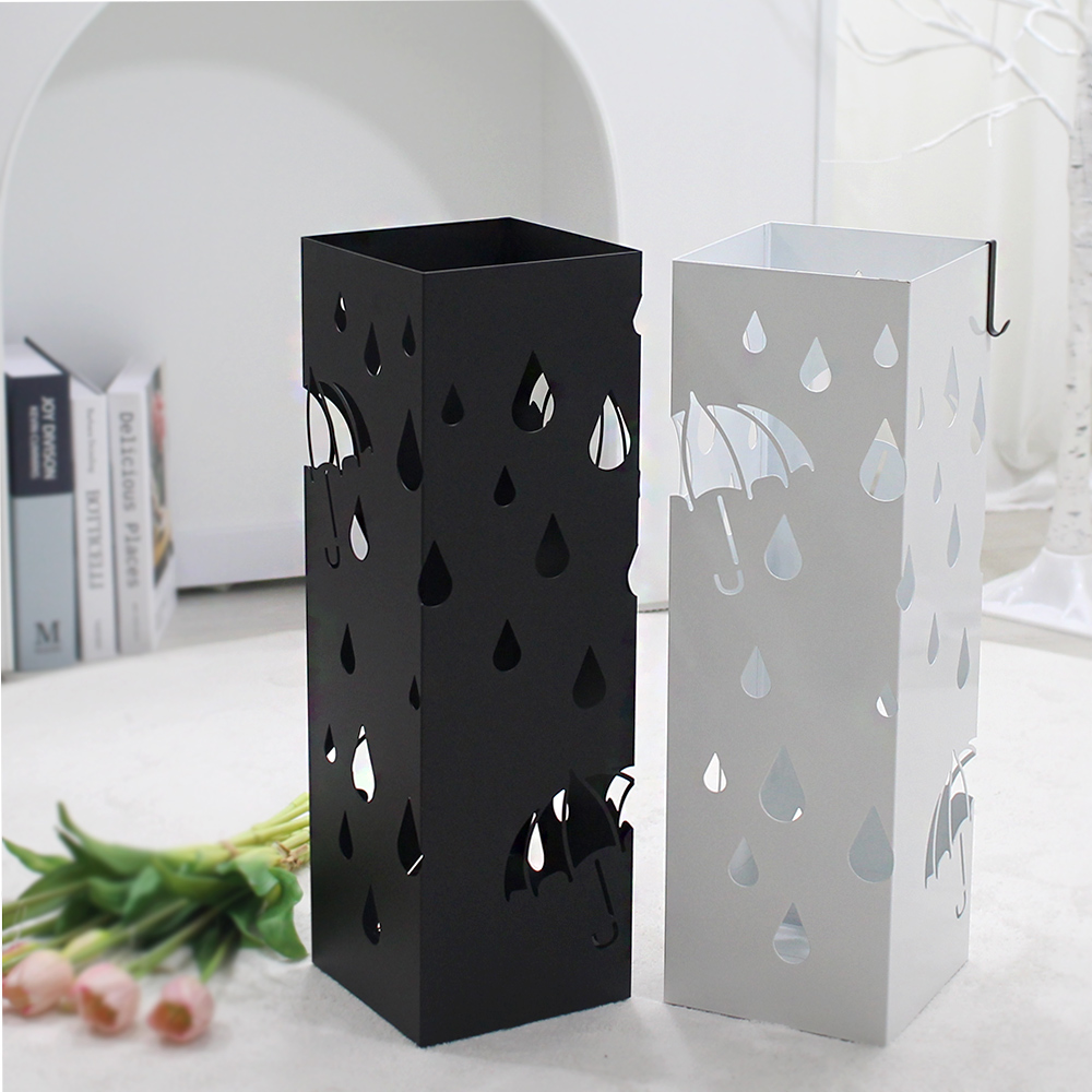 빗방울 철제 우산꽂이 가정용 현관 인테리어 수납 우산통 블랙 화이트