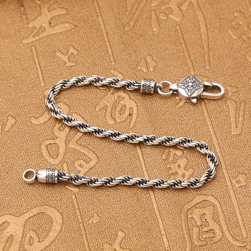 체인 엔틱 빈티지 패션 커플 유화 실버 925 은팔찌 - 상세 이미지 3