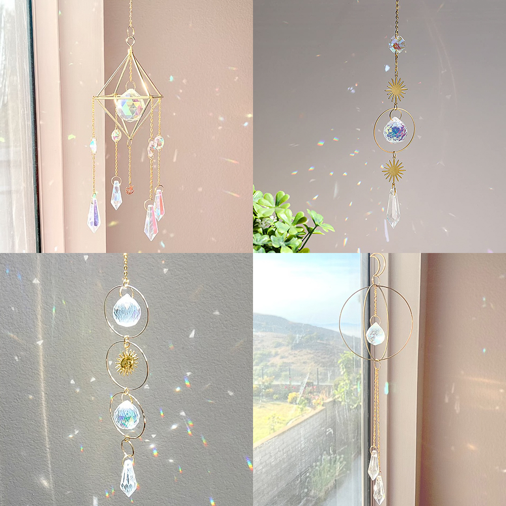 드림캐쳐 마크라메 썬캐쳐 썬라이트 빈티지 소품 인테리어 자개 트윙클 모빌 01 피치