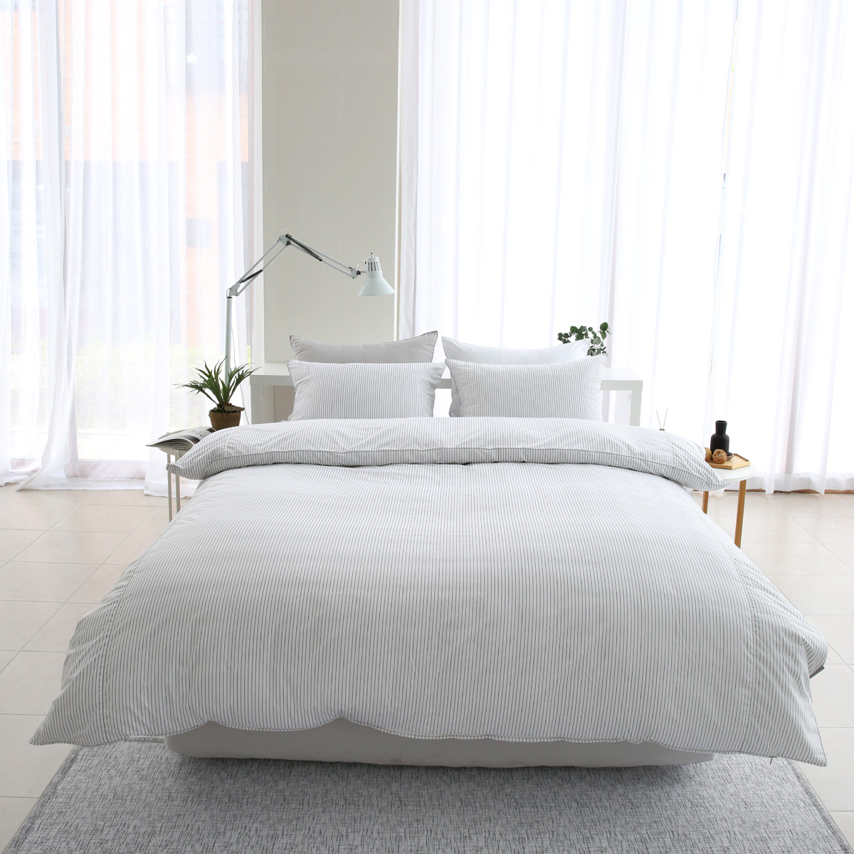 모달이불세트 알러지케어 호텔침구 스트라이프 사계절 신혼 침구세트 Q