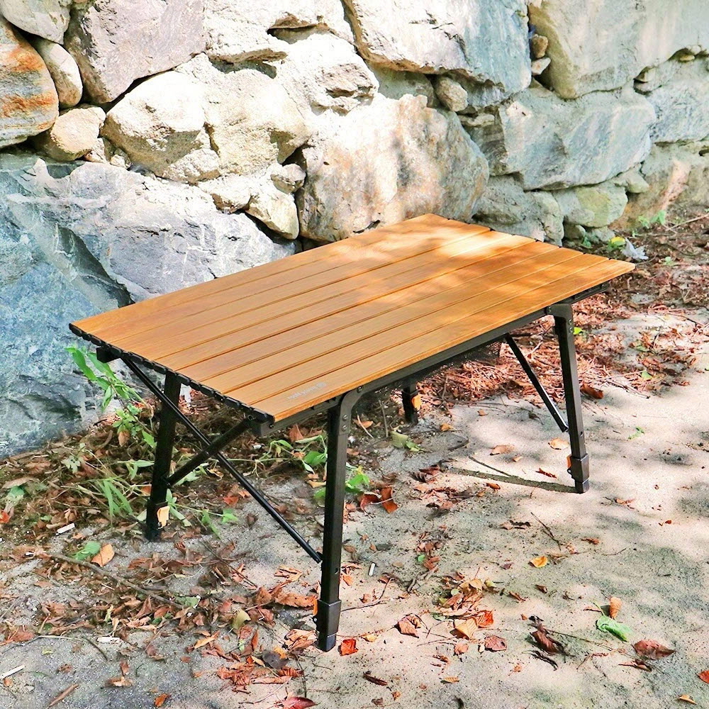 브리즈문 롤링유 캠핑 롤 테이블 높이조절 접이식 경량 우드 감성 식탁