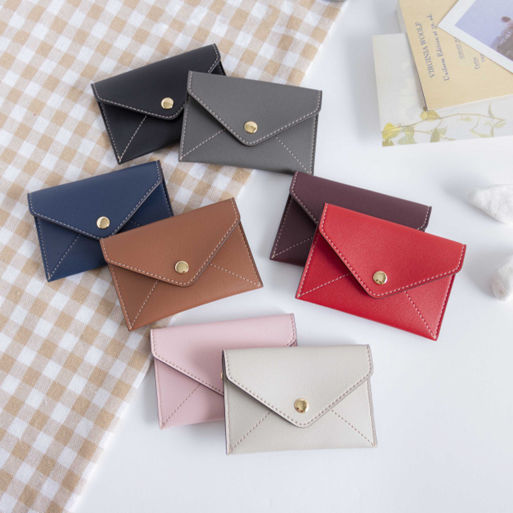 렌토 수제 편지봉투 가죽 카드지갑 명함케이스 이니셜 각인선물