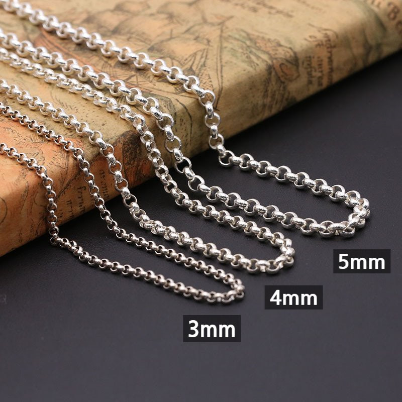 체인줄 4mm 엔틱 빈티지 유화 실버 925 은목걸이