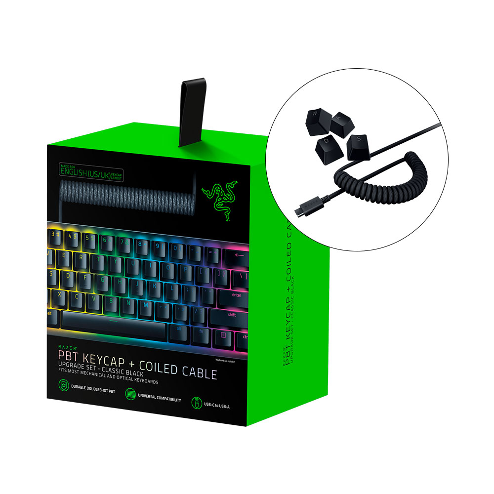레이저코리아 PBT 키캡 코일 케이블 세트 블랙 Razer PBT Keycap Coiled Cable Set Black 이미지 6