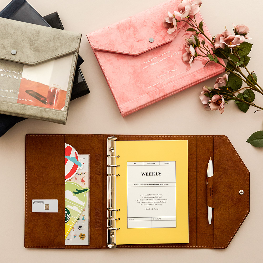 [각인가능] 아날로그 만년 6공 다이어리 세트 [속지+볼펜] 제품 이미지