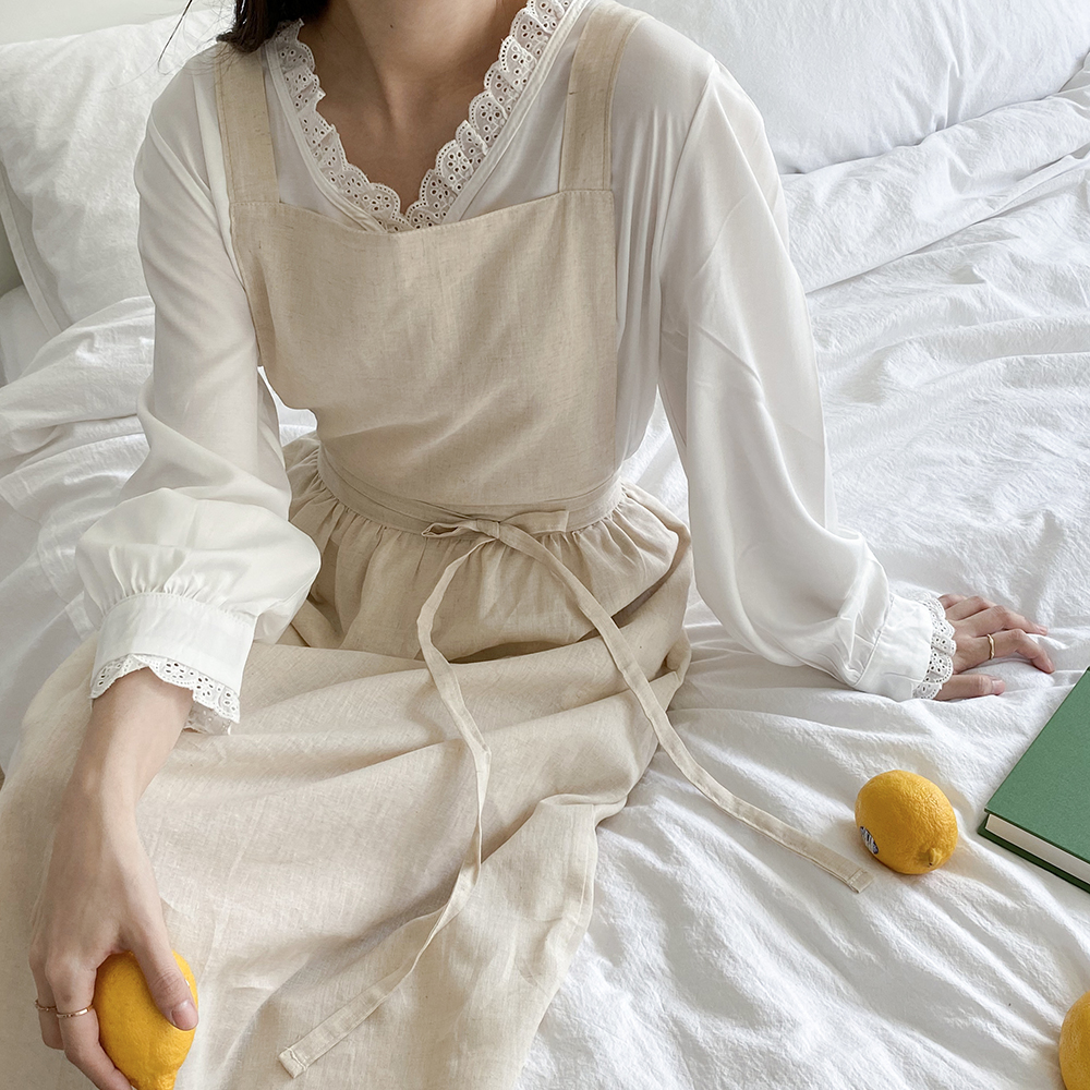 한스데이 소피 여름 린넨 에이프런 롱 원피스 꽃집 플로리스트 카페 공방 앞치마