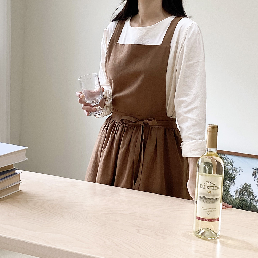 한스데이 소피 여름 린넨 에이프런 롱 원피스 꽃집 플로리스트 카페 공방 앞치마