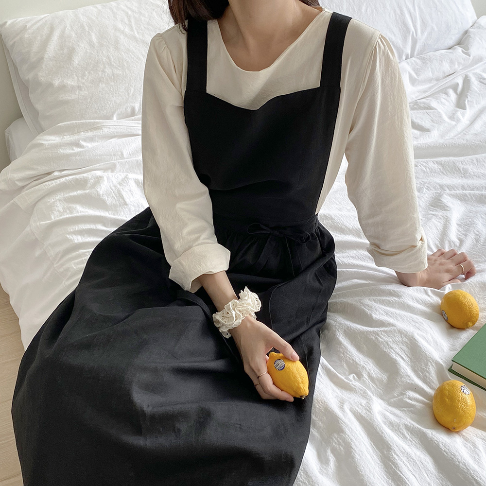 한스데이 소피 여름 린넨 에이프런 롱 원피스 꽃집 플로리스트 카페 공방 앞치마