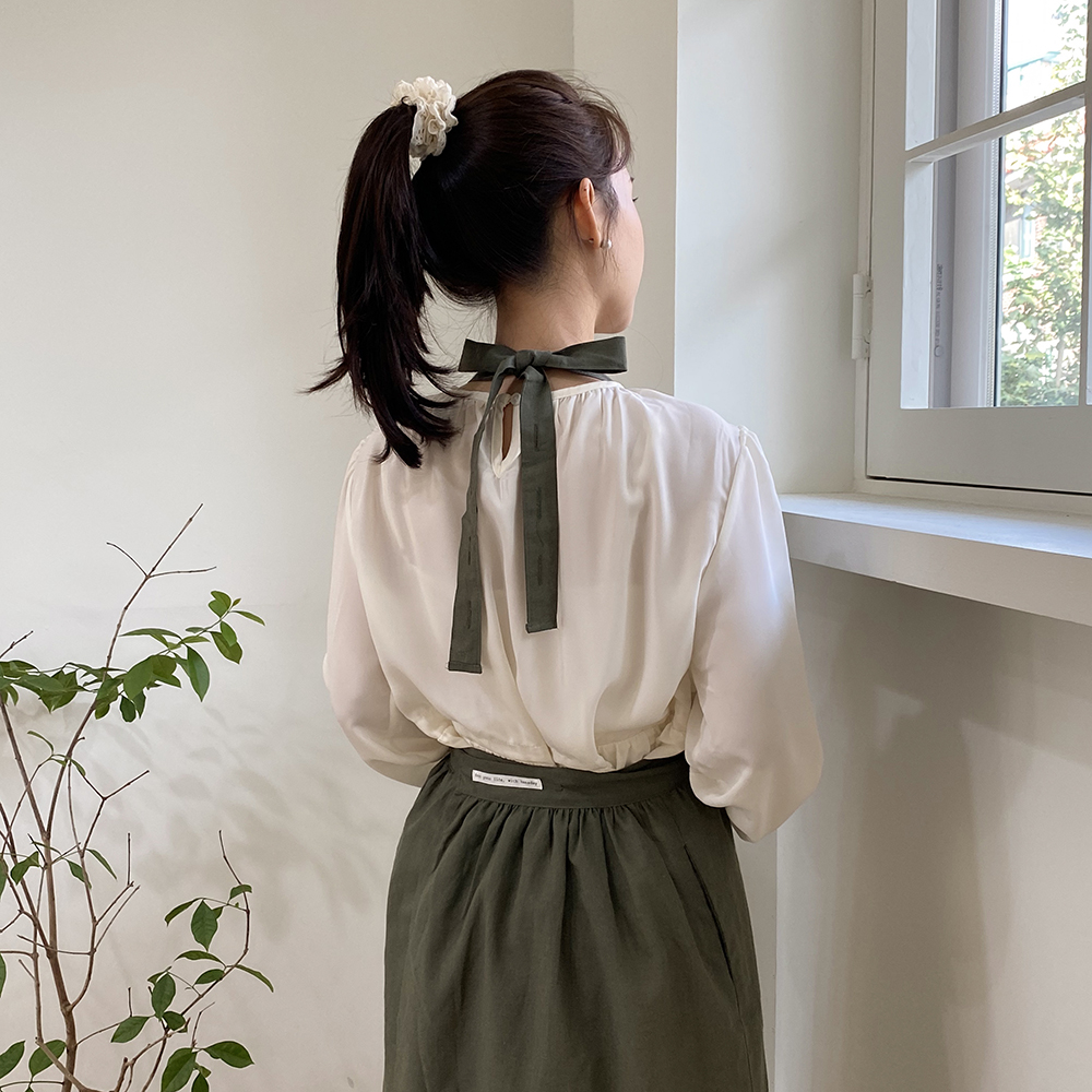 한스데이 소피 여름 린넨 에이프런 롱 원피스 꽃집 플로리스트 카페 공방 앞치마