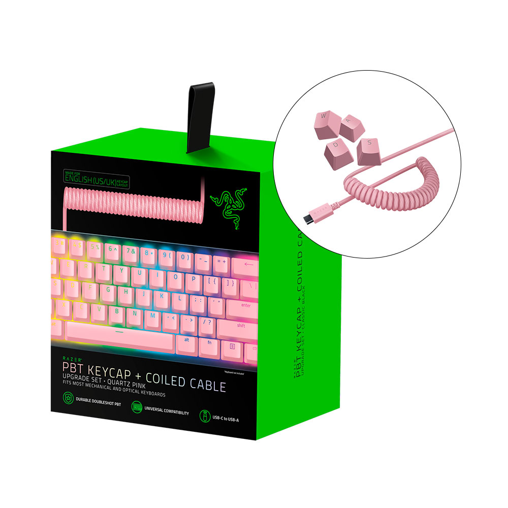 레이저코리아 PBT 키캡 코일 케이블 세트 핑크 Razer PBT Keycap Coiled Cable Set Quartz 이미지 6