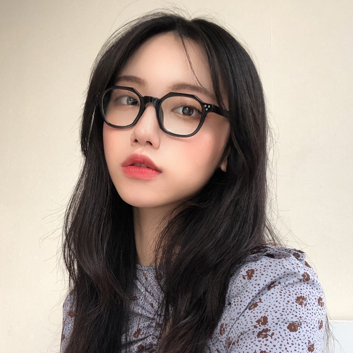 블랙 투명안경테 콤비 뿔테 남자 여자 다각형 포인트 안경 - 상세 이미지 3