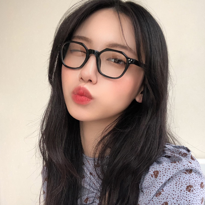 블랙 투명안경테 콤비 뿔테 남자 여자 다각형 포인트 안경 - 상품 이미지