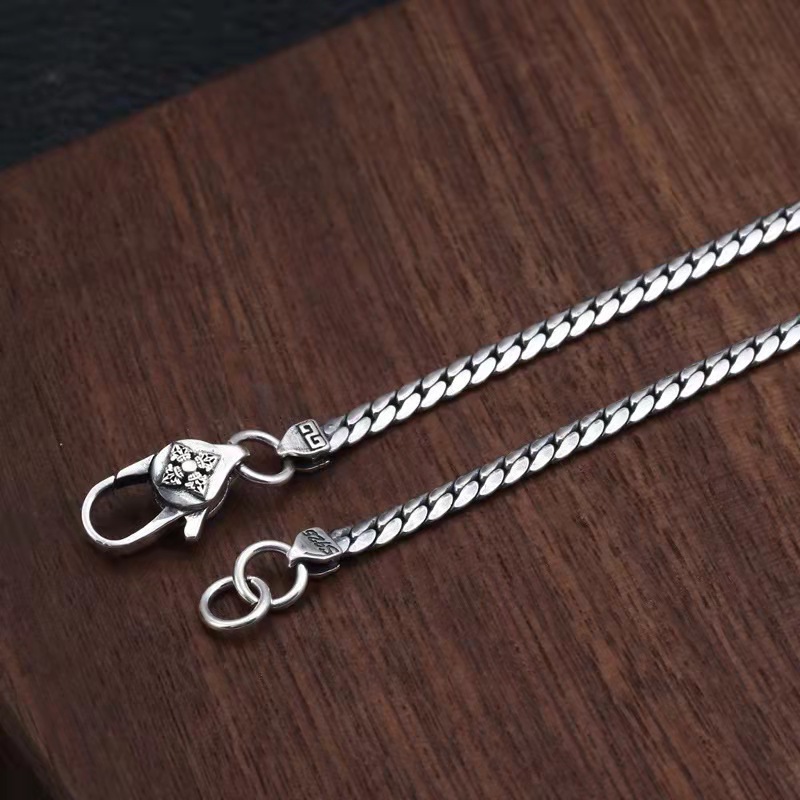 2.9mm 실버 925 은목걸이 체인 줄 패션 빈티지 엔틱 레이어드 목걸이 - 상세 이미지 2