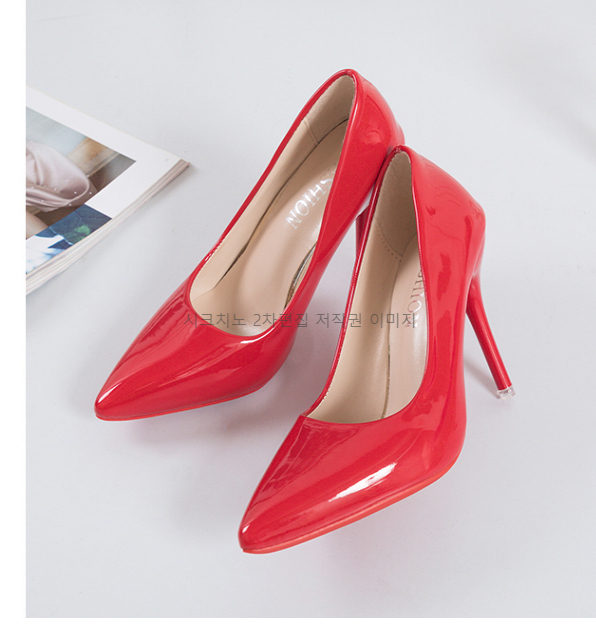 225-275 파센디 10cm 스틸레토 에나멜 하이힐 여성 구두 11color 상세 이미지 8