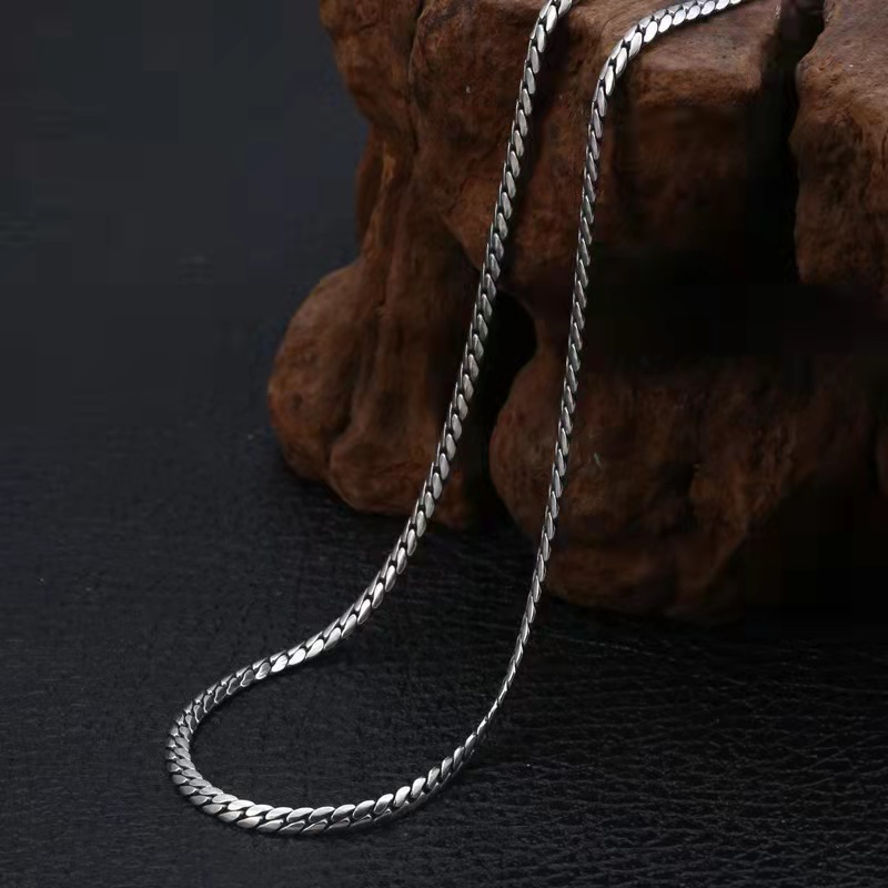 2.9mm 실버 925 은목걸이 체인 줄 패션 빈티지 엔틱 레이어드 목걸이 - 상세 이미지 3
