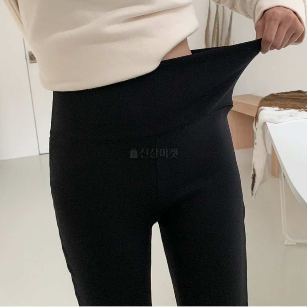 밴딩 고무줄 하이웨스트 슬림 부츠컷 레깅스 쫄바지 팬츠 가을 편한 데일리 슬랙스 블랙 - 상세 이미지 4