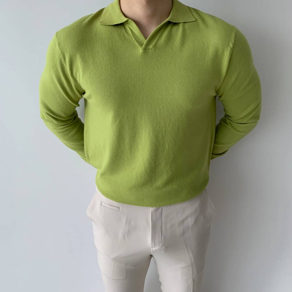 부드러운 머슬핏 긴팔 헨리넥 카라티 12색 어깨넓어보이는옷 목안늘어나는 남자 안비치는흰티 - 상세 이미지 5