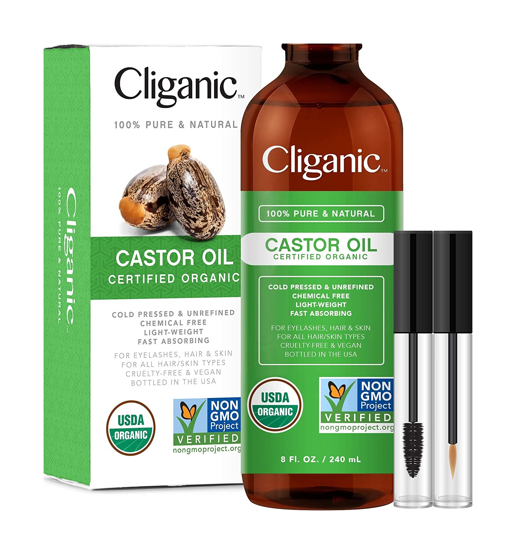 유기농 캐스터오일 유기농피마자오일 속눈썹영양제 마스카라공병 포함 240ml USDA